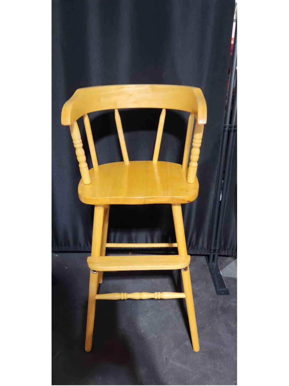 Wood High Chair Spindle Back Foot Rest